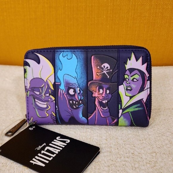 Loungefly Disney Villains In The Dark Zip Around Wallet Ursula Evil Queen NEW - Picture 1 of 14